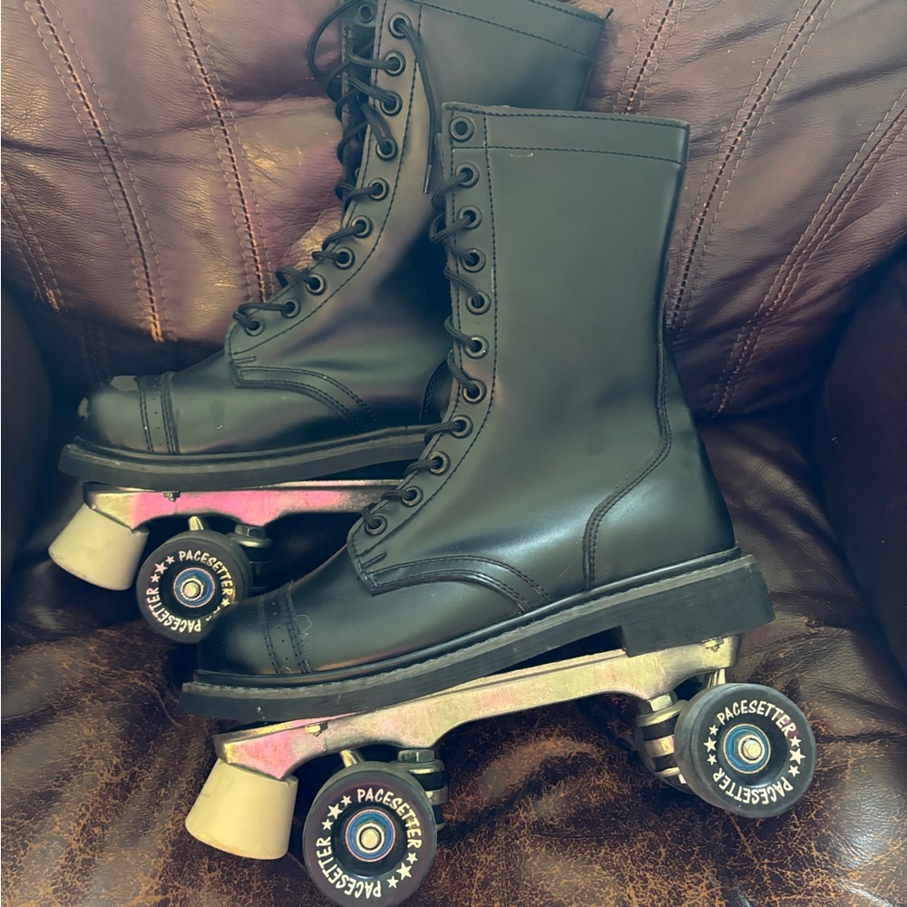 Black Combat Boot Roller Skates